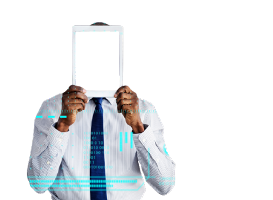 Business person holding a digital tablet